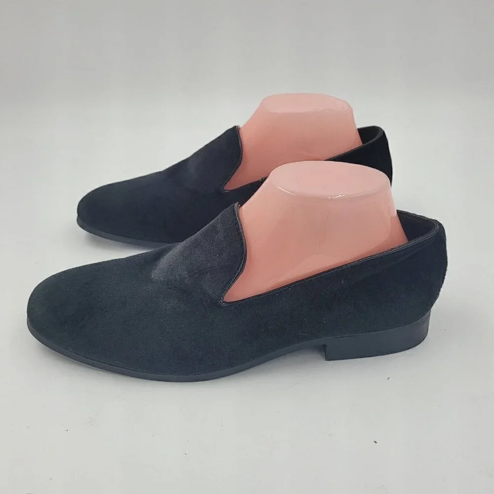 NEW VITTORIO RUSSO Pierre Slip-On Black Velvet Loafer Shoe Men's Size 7.5